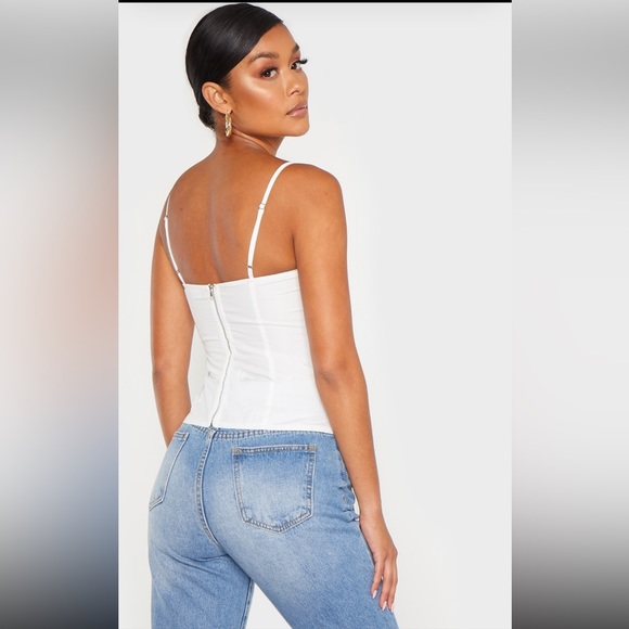 PrettyLittleThing White Structured Corset Top 🤍 Chic Bustier Style | Size 4 - Picture 6 of 11